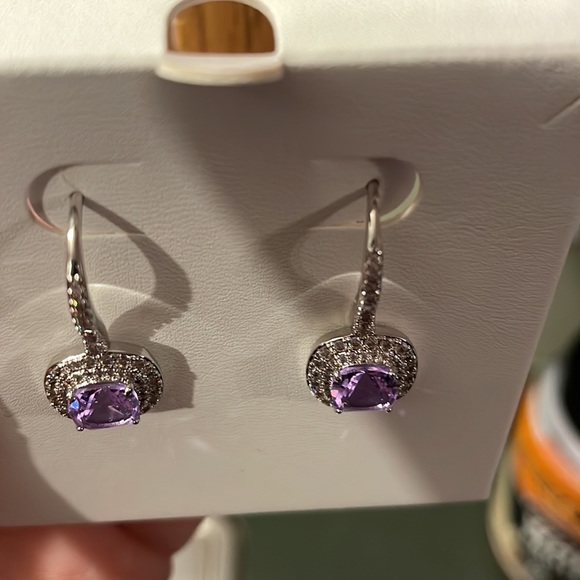 Ring bomb party earrings:lab created light amethyst earrings - Picture 8 of 8